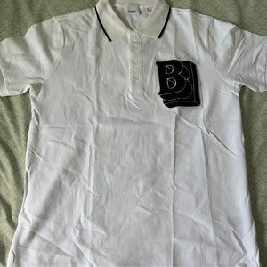 BURBERRY Letter Graphic Cotton Pique Oversized Polo Shirt